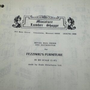 Vintage Miniature Furniture Catalog HO Scale Fezziwigs Furniture